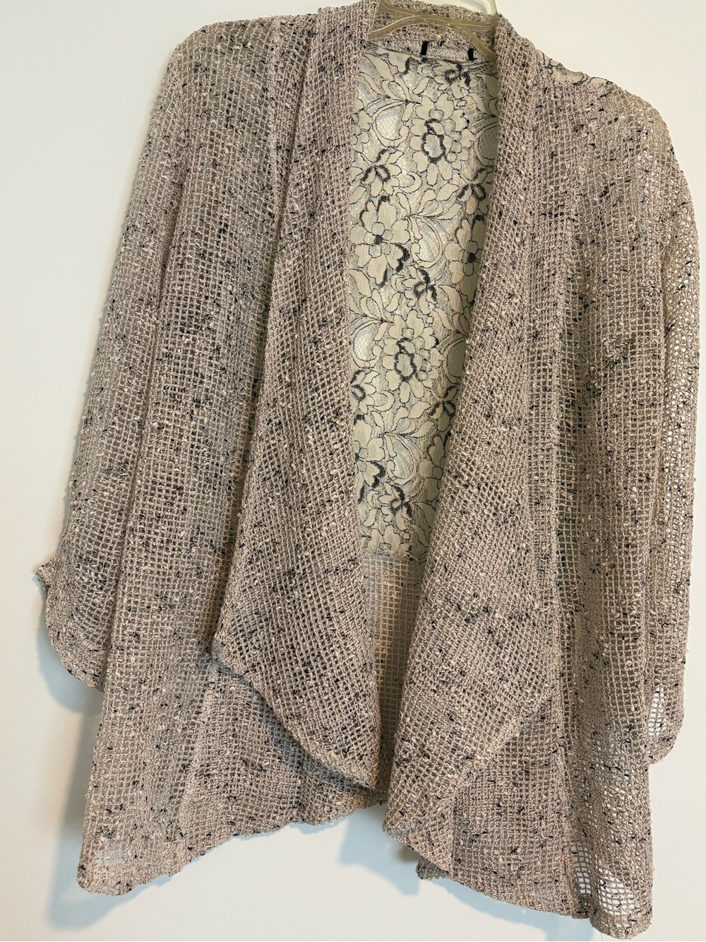 Katie Todd Lagenlook Mesh - Womens  Cardigan  - Beige/Black - Size Small.